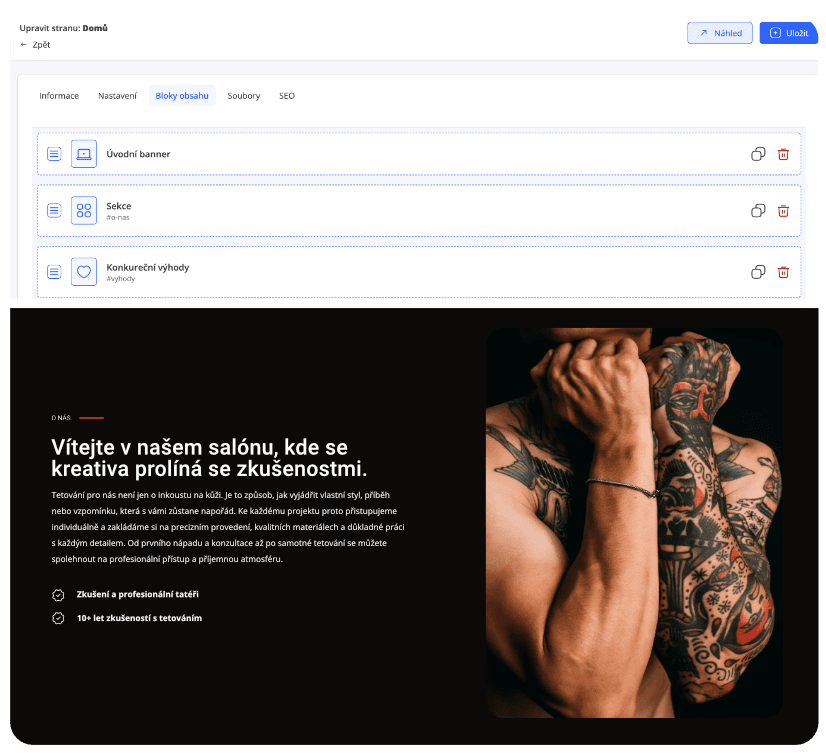 Webové stránky tetovacího studia